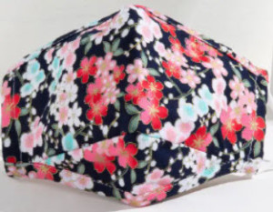 Masque en tissu Motif des fleurs (noir)
