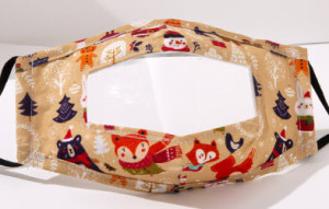 Masque en tissu Animaux en hiver avec une lentille en PVC