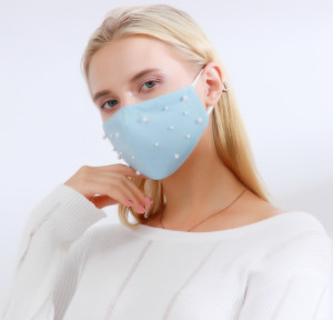 Masque en tissu Masque bleu avec perles