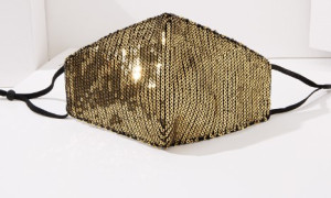 Masque en tissu Masque à paillettes (or)