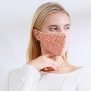 Masque en tissu Masque à paillettes rose