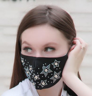 Masque en tissu étoiles strass de couleur arc-en-ciel