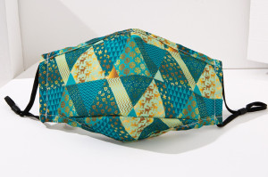 Masque en tissu Triangles turquoise et dorées