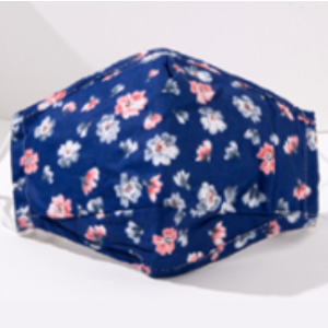 Masque en tissu Masque avec des fleurs peintes bleu