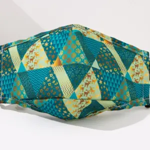 Masque en tissu Triangles turquoise et dorées pour les enfants