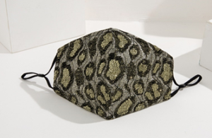 Masque en tissu Masque léopard à paillettes (or)