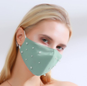 Masque en tissu Masque vert menthe avec perles