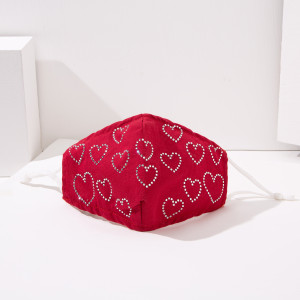 Masque en tissu Strass avec coeur rose