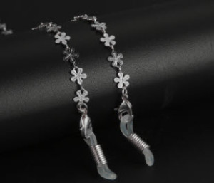 Chaînes de masque porte-masque Collier pour masque fleur argent