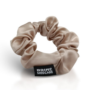 Haargummi aus reiner Seide, Beige