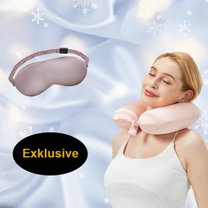 Nackenkissen und Schlafmaske aus Seide zum Reisen