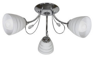 Biała lampa sufitowa 3-płomienna do salonu SIMPLI szkło kryształki
