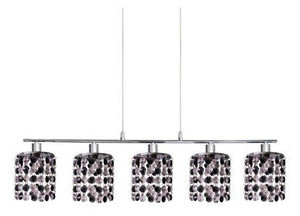 Czarno-srebrna lampa wisząca z kryształkami 5xG9 do salonu Royal metal