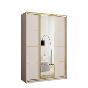 Beżowa nowoczesna szafa przesuwna z lustrem 150 cm GOLD NEW