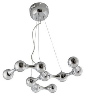 Chromowana lampa wisząca dekoracyjna LED z regulacją wysokości do salonu