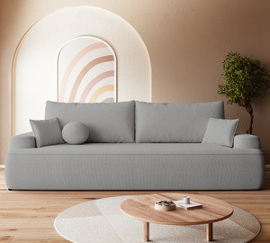WYPRZEDAŻ Szara rozkładana sofa z funkcją spania do salonu CARMELLO
