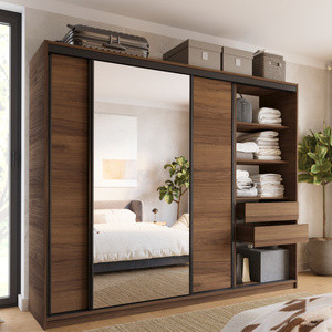 WYPRZEDAŻ Szafa przesuwna z lustrem 250 cm do sypialni LOFT orzech