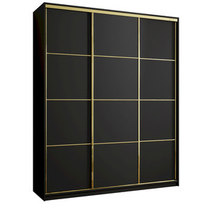 WYPRZEDAŻ Czarna wysoka szafa przesuwna 200 cm GOLD NEW MAX
