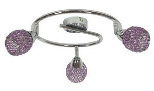Fioletowa lampa sufitowa spirala do salonu 64 cm glamour metal szkło