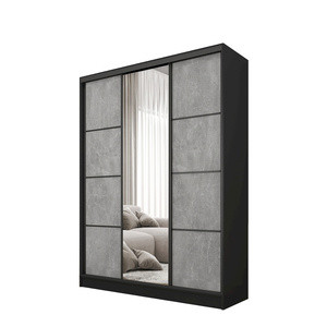 Nowoczesna szafa przesuwna z lustrem 150 cm BEST beton półki drążki