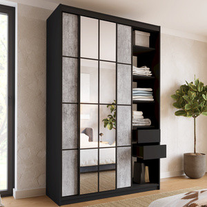 Szafa przesuwna 150 cm z lustrem i drążkami do sypialni EDGE MAX