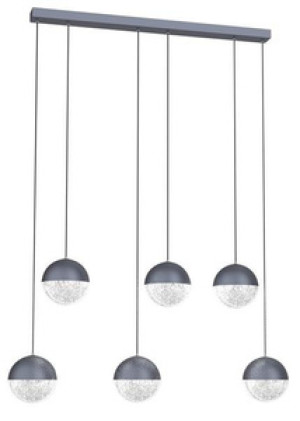 Szara lampa wisząca LED z kulistymi kloszami do salonu FURNI metal-szkło