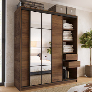 Szafa przesuwna z lustrem 180 cm do sypialni EDGE orzech