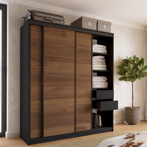 WYPRZEDAŻ Szafa przesuwna z drążkami 180 cm do sypialni LOFT orzech