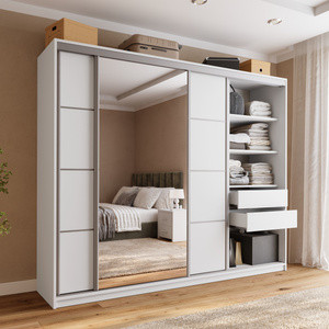 WYPRZEDAŻ Biała szafa przesuwna z lustrem 250cm TOP
