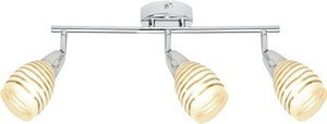 Chromowana potrójna lampa ścienna kinkiet do salonu JUBILAT metal szkło
