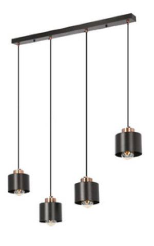 Czarna lampa wisząca 4-punktowa do salonu OLENA metal E27
