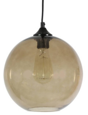 Brązowa lampa wisząca szklana kula do salonu regulowana wysokość