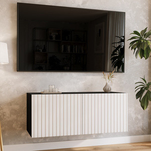 Szafka RTV 100 cm wisząca do salonu LORI z półkami ryflowana