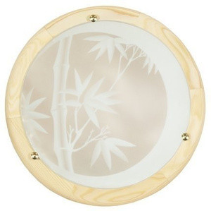 Brązowy plafon sufitowy 1xE27 do salonu Bamboo drewno sosna