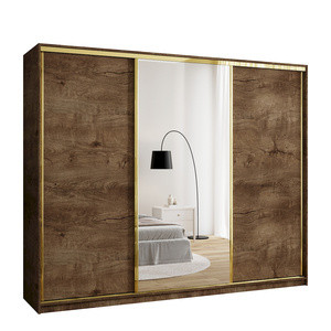 WYPRZEDAŻ Nowoczesna trzydrzwiowa szafa przesuwna z lustrem 250 cm GOLD NEW