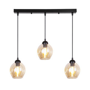 Czarno-brązowa lampa wisząca szklana 3xE27 do salonu ASPA regulowana