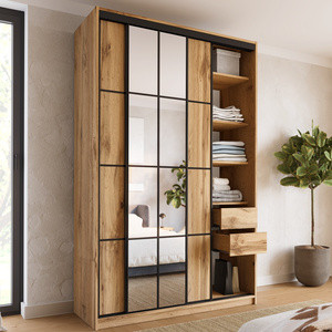 Wysoka szafa przesuwna 150 cm z lustrem i drążkami EDGE MAX