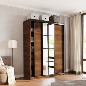 Szafa przesuwna z lustrem 150 cm do sypialni EDGE orzech