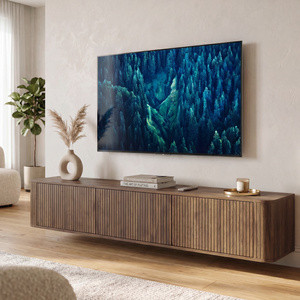 Szafka RTV do salonu wisząca ryflowana 210 cm orzech MELFI