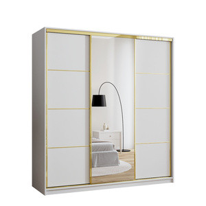 WYPRZEDAŻ Szafa z lustrem do przedpokoju 180 cm GOLD NEW biała