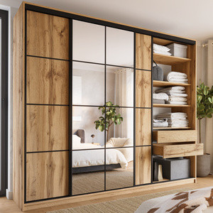 Wysoka szafa przesuwna z lustrem 280 cm EDGE MAX dąb wotan