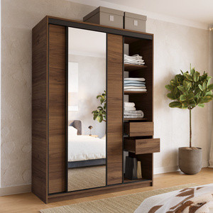 Szafa przesuwna z lustrem 150 cm do sypialni LOFT orzech