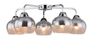 Srebrna lampa wisząca sufitowa do salonu CROMINA metal szkło