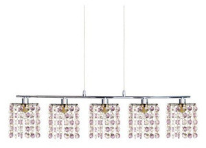 Chromowana lampa wisząca z kryształkami do salonu fioletowa Classic