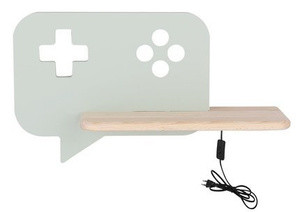 Miętowy kinkiet z półką LED do pokoju dziecięcego Console Kids MDF