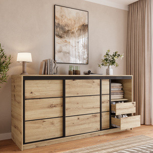 Komoda przesuwna z drążkiem i szufladami 200 cm LOFT dąb artisan