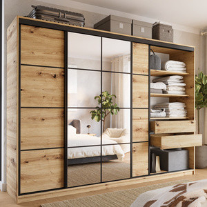 Duża trzydrzwiowa szafa przesuwna 280 cm z półkami EDGE MAX