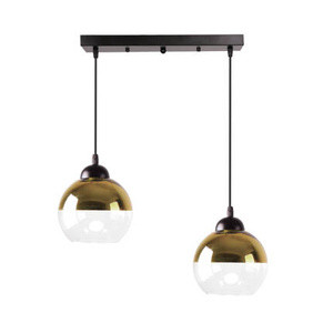 Czarna lampa wisząca z dwoma punktami światła Contessa złoty klosz