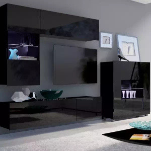 Meblościanka z komodą czarny połysk MODERN 3