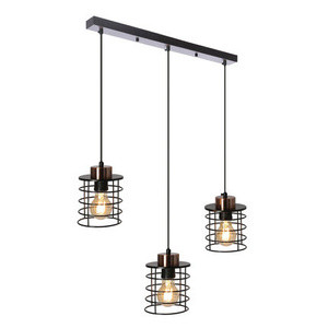 Czarna lampa wisząca sufitowa 3-punktowa do salonu GLOB metal